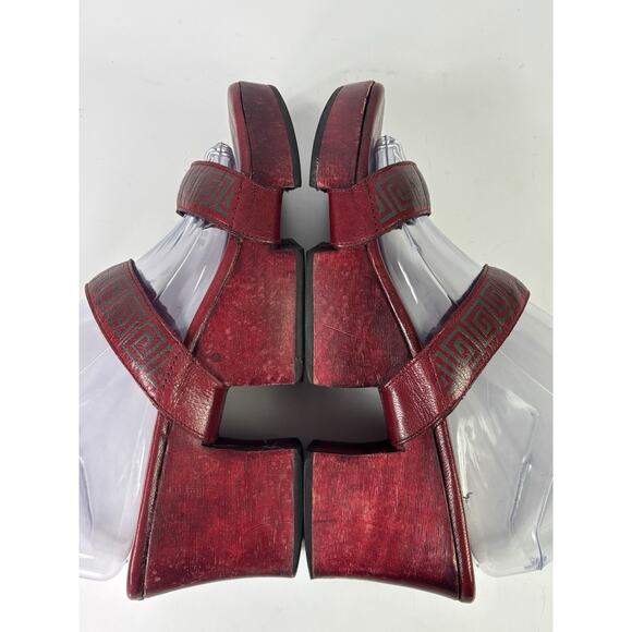 Cole Haan Resort Womens 7 B Red Leather Platform Heel Sandals Y2K Vintage - Picture 5 of 14